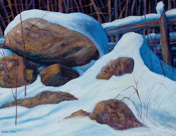 Rocks In Snow- 14"x 18"-$800.