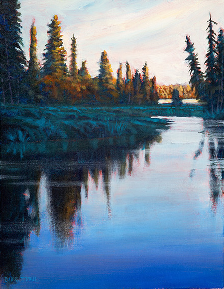 Creek at Evening  18" x 14" $200.  GP$800.  SOLD