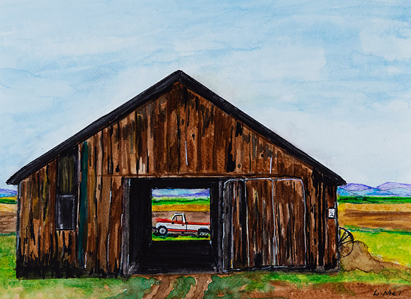 Truck Through Barn-8"x 11"-$80. (Bill) SOLD