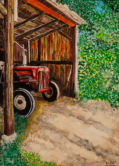 Tractor in Shed-11"x 8" $80.  (Bill)   SOLD