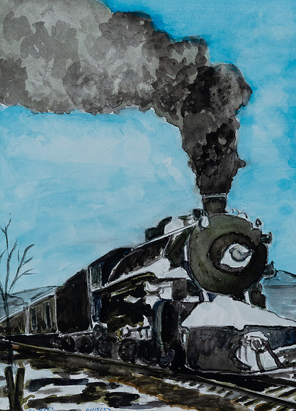 Locomotive in Winter-11"x 8"-$80.  (Bill)